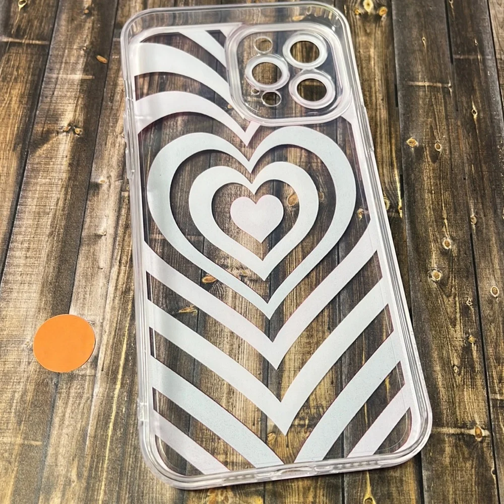 5for$10 Looped Pink Red Heart Transparent Lucky IPhone 12 Pro Max Phone Case
